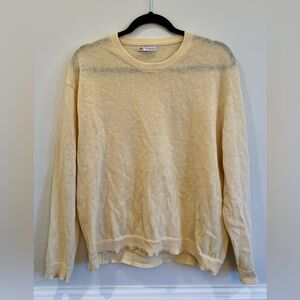 Butter Yellow Linen Blend Crewneck Sweater